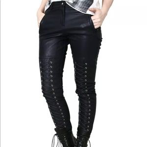 RTBU faux leather corset front rockers pants (S)